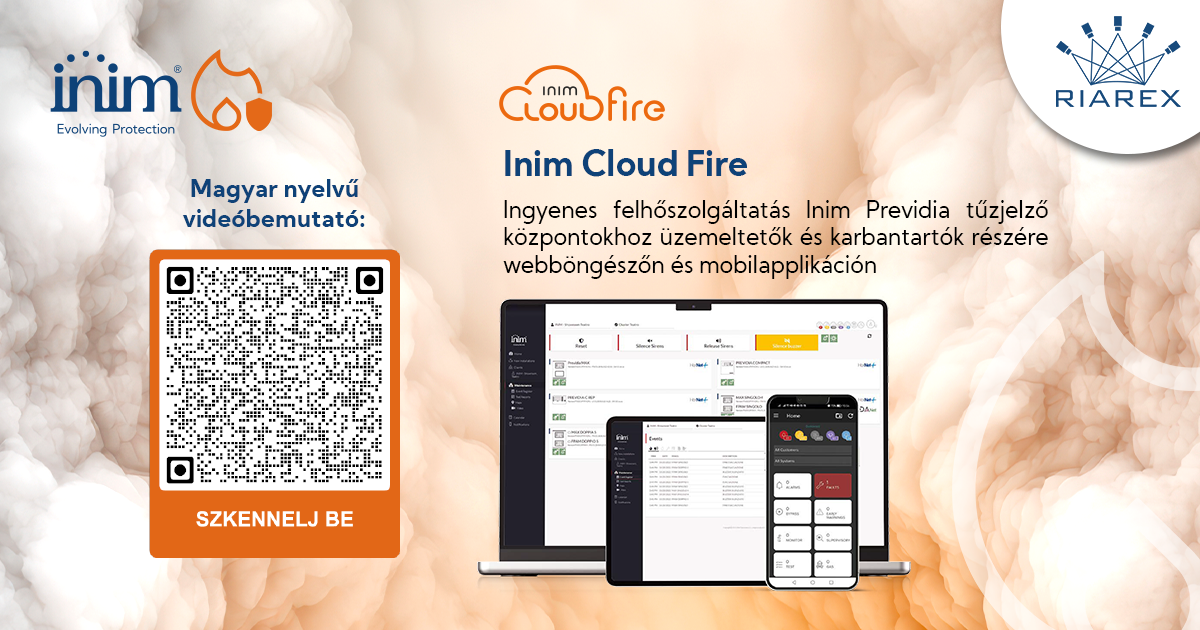 Inim Cloud Fire – Ingyenes felhőszolgáltatás üzemeltetőknek és karbantartóknak